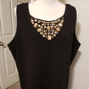 Plus Size Black Sleeveless Peplum Top with Jewels